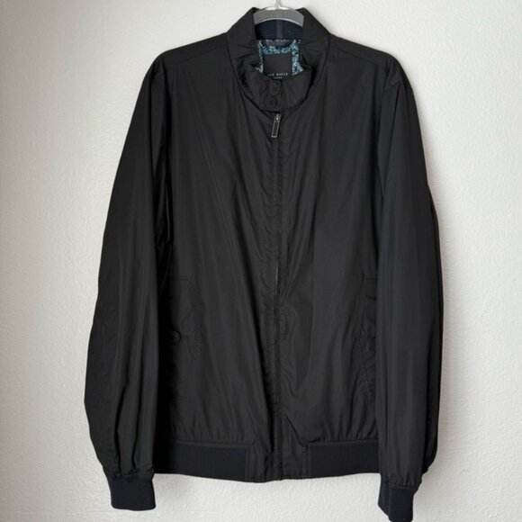 Ted baker London Men's Bomber Jacket black full zip up coat Size 6 Casual Fall - Picture 1 of 13